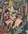 Richard Pusch, Frauen im Walde, 1960, Gouache auf kräftigem Velin