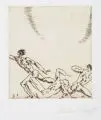 Edwin Scharff, Drei stürzende, männliche Akte unterhalb einer Erscheinung, 1911, Radierung mit Tonplatte auf kräftigem Velin