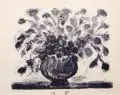 Elly Schreiter, Sommerstrauß in einer Kugelvase, 1978, Lithografie auf chamoisfarbenem Bütten