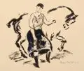 Otto Schubert, Frau mit Pferd, 1917, Farblithografie auf Velin