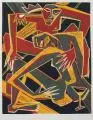 Klaus Süß, Herrscher und Dirne, 1990, Farbholzschnitt auf Bütten