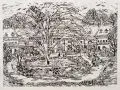 Aini Teufel, Schloss Pillnitz / Zwei Ansichten von Moskau / Drei Darstellungen russischer Menschen, 1969-1970, Holzschnitte auf Velin