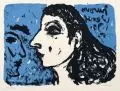 Jürgen Wenzel, Zwei Köpfe, einander zugewandt, 1981, Farboffsetlithografie auf Bütten