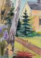 Paul Wilhelm, Im Garten des Künstlers, Um 1930, Aquarell auf feinem "PICARBO"-Japan