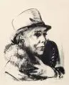 Paul Wilhelm, Marion mit Pelzstola und Hut. Mitte 20. Jh, Lithografie auf Velin