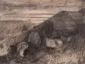 Werner Wittig, Stilleben in hügeliger Landschaft. Wohl 1980er Jahre