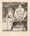 Baldwin Zettl, A und E, 1978, Kupferstich auf Kupferdruckpapier