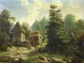 August Leberecht Oeser, Kleine Mühle im Grund (Sächsische Schweiz), Um 1860, Öl auf Leinwand