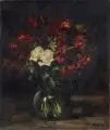 Georg Oehme, Stillleben mit weißen Rosen und dunkelrotem Goldlack. 1930er Jahre
