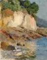 Fritz Voellmy, Felsen bei Nervi (Genua). Anfang 20. Jh, Öl auf Leinwand, auf Malpappe maroufliert