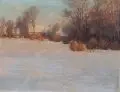 Paul Weimann, Abendliche Winterlandschaft mit Bauergehöft. Anfang 20. Jh, Öl auf Leinwand