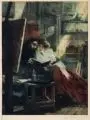Lionello Balestrieri, Selbstbildnis des Meisters, 1900, Farbaquatinta auf Bütten