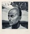 Luigi Bonazza, Gabriele d'Annunzio, Um 1920, Aquatintaradierung in Grau auf kräftigem Papier