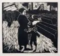 Hans Grundig, Zum Grubenunglück in Mansfeld, 1930, Linolschnitt auf Velin