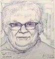 Leo Haas, Porträt Prof. Max Seydewitz, 1977, Faserstiftzeichnung auf Torchon