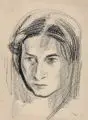 Eric Johansson, Portrait Grete Johansson, 1921, Kreidezeichnung auf gelblichem Zeichenkarton