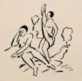 Paar in Landschaft by Bernhard Klein, 1917, Federzeichnung in schwarzer Tusche auf feinem, chamoisfarbenen Velin, offered Dec 2016