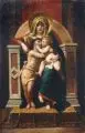 H. Ballheim, Thronende Madonna mit Jesus und Johannes, Um 1850-1880, Öl auf Leinwand