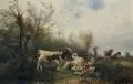Ludwig Sellmayr, Rastende Kühe. Ende 19. Jh, Öl auf Holz