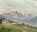 Albert Berr, Almhütten in den Alpen. 1. H. 20. Jh, Öl auf Leinwand