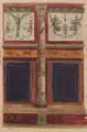 Otto Rossow, Vier Wandstudien aus der römischen Villa Tiberius und ein Kircheninterieur. Anfang 20. Jh, Öl über Bleistift auf Karton