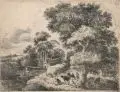 Landschaft mit Hirte und Weidevieh unter einem Baum by Johann Friedrich Alexander Thiele, Um 1800, Radierung auf Bütten, auf Untersatzpapier montiert, offered Sep 2016