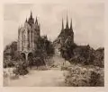 Leo Arndt, Erfurt - Dom und St. Severinkirche, Um 1900, Radierung auf China, auf Kupferdruckkarton aufgewalzt