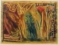 Aleko Adamia, Kompositionen mit Vogelkopf / Komposition mit Figur nach rechts / Komposition mit Mädchenkopf, 1993, Farbmonotypien auf festem Papier