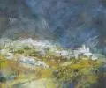 Weißes Dorf in Alpujarras by Friedrich Eisel, Farbige Pastellkreide auf Schleifpapier, offered Sep 2016