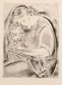 Michel Fingesten, Mutter mit schlafendem Kind, Um 1920, Radierung auf kräftigem Papier