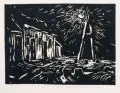 Werner Haselhuhn, Weide am Bach/ Feldweg/ Am Haus bei Nacht. Wohl 1980er Jahre