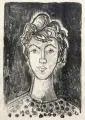 Erhard Hippold, Frauenkopf, 1961, Lithographie auf chamoisfarbenem Velin