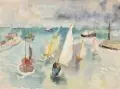 Hafen Warnemünde by Gussy Hippold-Ahnert, 1968, Aquarell auf festem, gelblichen Bütten, offered Sep 2016