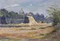 Hermann Kohlmann, Abbruch der ehemaligen Carolabrücke in Dresden, 1964, Gouache und Federzeichnung in Tusche auf kräftigem Papier