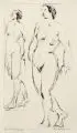Wilhelm Oesterle, Drei weibliche Aktdarstellungen. 1920er Jahre, Radierungen