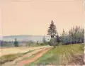 Gerhard Schiffel, Waldweg bei Falkenstein, 1943, Aquarell auf Aquarellkarton