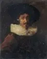 Hans Tiel, Portrait eines Edelmannes im Stil des Barock. Spätes 19. Jh, Öl auf kaschierter Malpappe