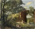 Carl Lange, Sommerausflug, 1950, Öl auf Malpappe