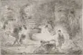 Tobias bestattet die Toten by Giovanni Benedetto Castiglione, Um 1650, Radierung auf Bütten mit Wasserzeichen (Weintraube im Doppelkreis, nicht identifiziert), offered Jun 2016