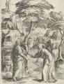 Cornelis Cort, Versuchung Christi, Kupferstich auf Bütten