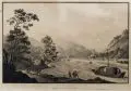 Franz Hegi, Vue de la Linth, Radierung auf chamoisfarbenem Papier, koloriert