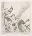 Giuseppe Maria Mitelli, Kain erschlägt Abel, 1669, Radierung auf kräftigem Bütten mit Wasserzeichen (Lilie im Kreis)