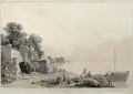Heinrich Rieter, Vüe prise aux environs de la Tour, Um 1780, Radierung, koloriert auf "HONIG"-Bütten