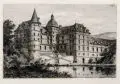 Dieudenné Auguste Lancelot, / Eugène Gaujean / Eugène Sadoux. Sieben Ansichten Französischer Schlösser und ein Grabmal. 2. H. 19. Jh, Radierungen auf China, auf Untersatzpapier aufgewalzt und mit einem hauchdünnen Schutzpapier versehen
