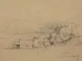Rudolf Schuster, Ramsau, 1872, Bleistiftzeichnung auf Bütten, auf Untersatzkarton
