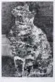 Volker Bußmann, Katze, negativ, 1977, Serigraphie auf Karton
