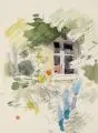 Arno Drescher, Fünf Sommerszenen und ein Rosenstilleben. Mitte 20. Jh, Aquarelle, teilweise über Blei