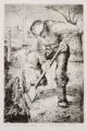 Erhard Hippold, Mann mit Spaten beim Graben, 1934, Radierung auf kräftig strukturiertem Velin