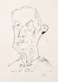 Horst Janssen, Thomas Mann, 1966, Federlithographie auf Bütten
