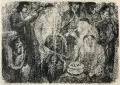 Anatoli Kaplan, Die Kapelle, 1967, Lithographie auf festem, leicht getönten Papier